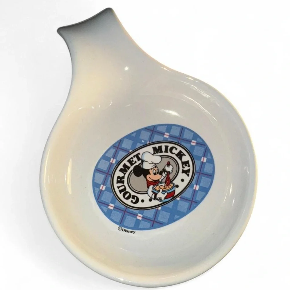Vintage Disney Gourmet Mickey Mouse blue plaid Spoon Rest by Treasure Craft